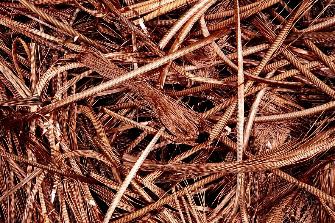 Close view of copper wires prepared for recycling